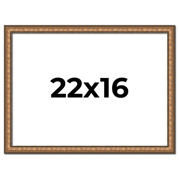 22x16 Frame Gold Real Wood Picture Frame Width 1.25 inches | Interior Frame Depth 0.5 inches |