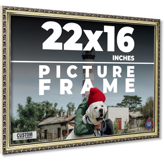 22x16 Frame Silver Solid Wood Picture Frame Width 1.125 Inches | Interior Frame Depth 0.375 Inches