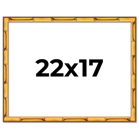 22x17 Frame Gold Bamboo Solid Wood Picture Frame | 1 Inch Moulding Width | Interior Frame Depth