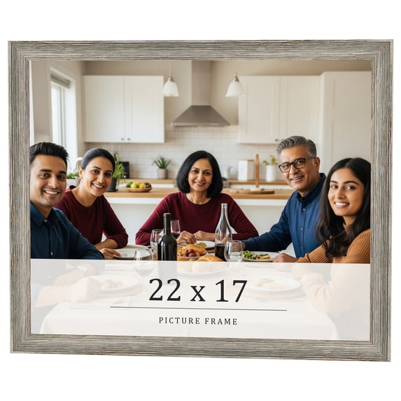 22x17 Frame Grey Solid Wood Picture Frame Width 1 Inches | Interior Frame Depth 0.5 Inches |