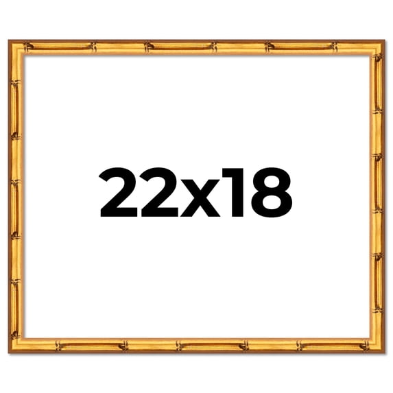 22x18 Frame Gold Bamboo Solid Wood Picture Frame | 1 Inch Moulding Width | Interior Frame Depth