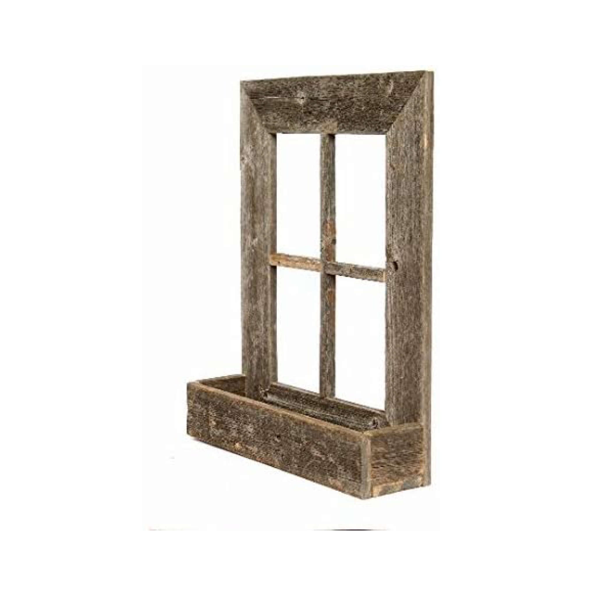 22X18 Rustic Weatered Grey Window Frame With Planter 22X18 Rustic Weatered Grey Window Frame With Planter