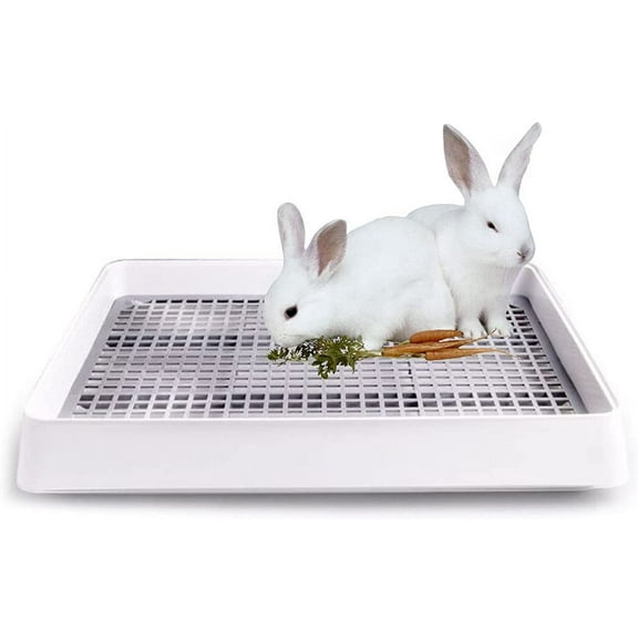 22x18 Super Large Rabbit Litter Box with Grate for Cage, Extra Large Bunny Restroom Tray Pan Toilet, Fits 2 Rabbits