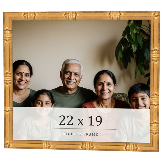 22x19 Frame Gold Bamboo Solid Wood Picture Frame | 1 Inch Moulding Width | Interior Frame Depth