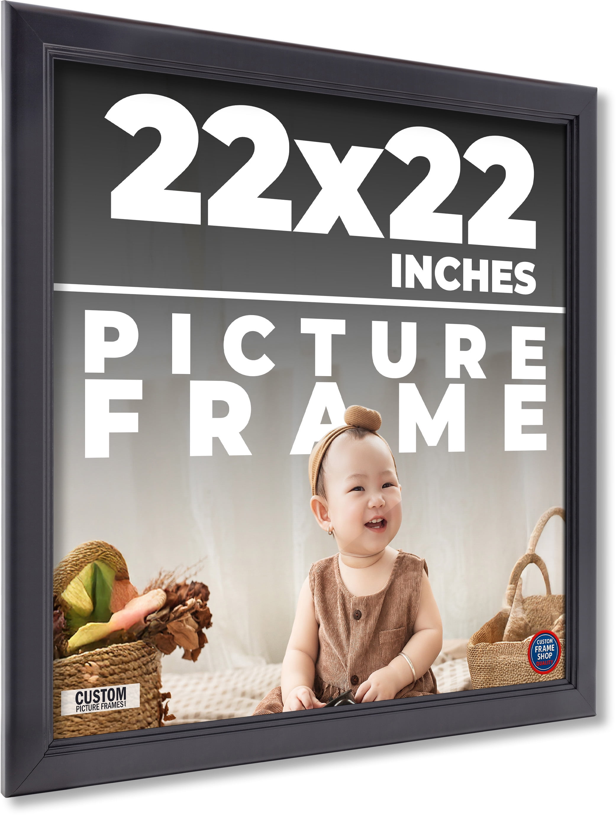 22x22 - 22 x 22 Contemporary Black Solid Wood Frame with UV