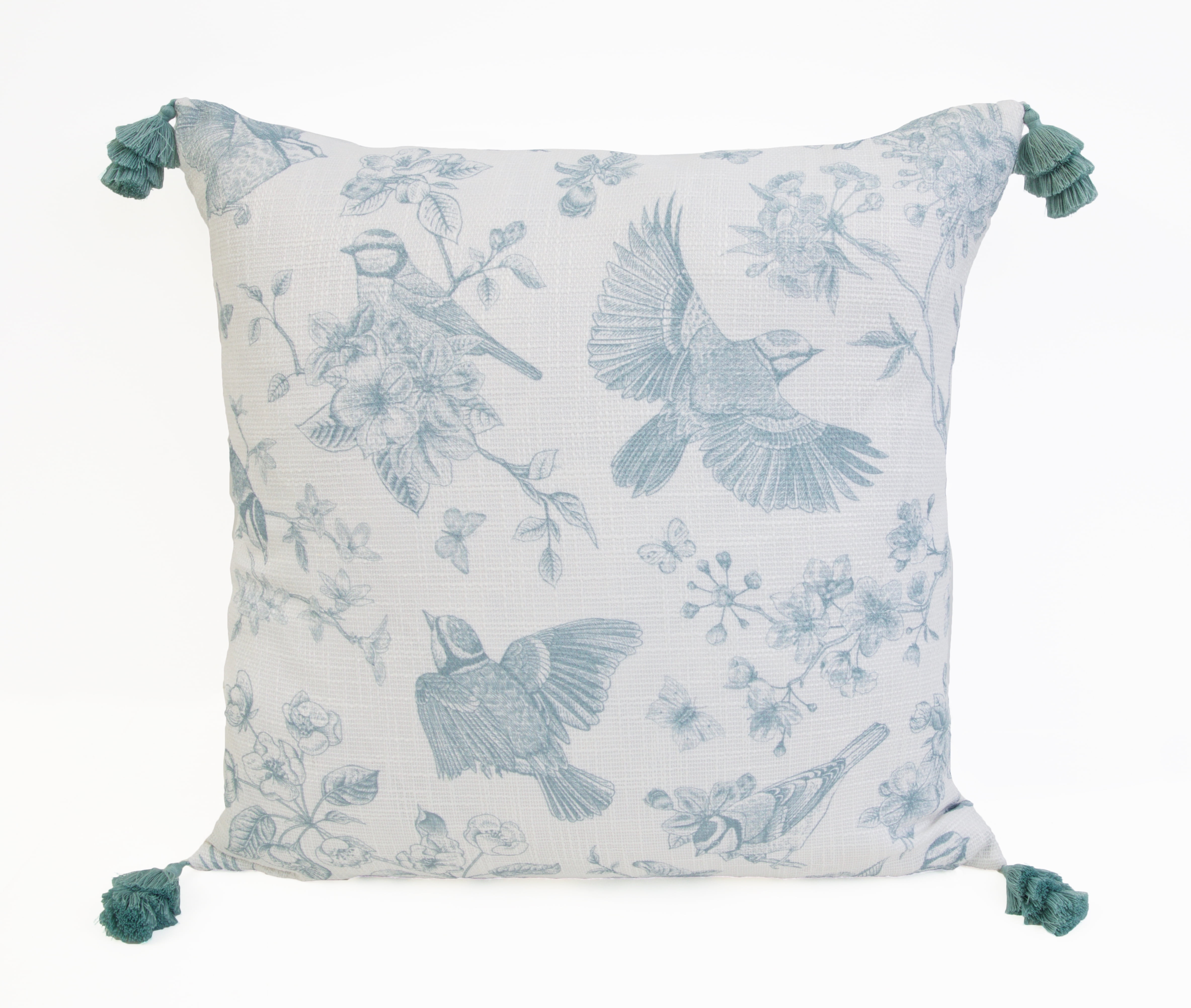 22x22 Cynthia Reversible Faux Linen Tassel Pillow