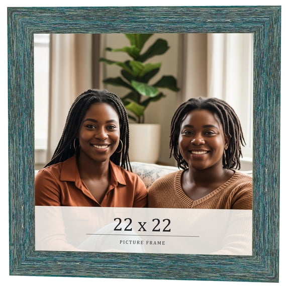 22x22 Frame Blue Rustic Barnwood Solid Wood Picture Frame Width 1.25 Inches | Interior Depth 0.5