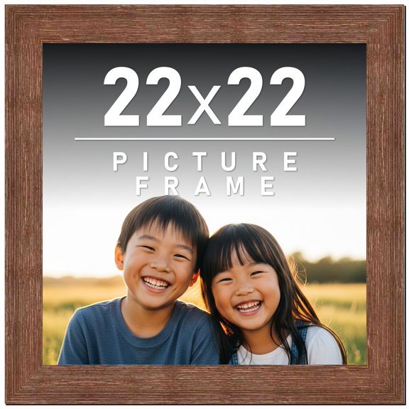 22x22 Frame Brown Distressed Barnwood Picture Frame | Rustic Farmhouse Photo Frame Includes UV