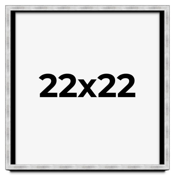 22x22 Frame Brushed Silver Solid Wood Picture Frame | 0.75 Inch Moulding Width | Rabbet Depth 0.75