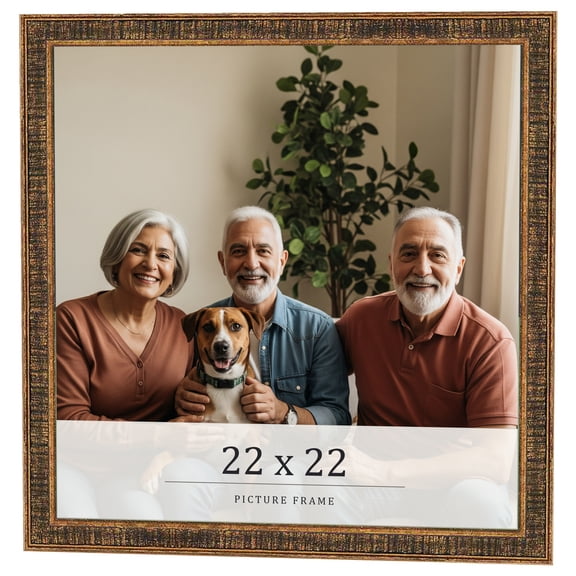 22x22 Frame Gold Kingsley Distressed Solid Wood Picture Frame Width 0.75 Inches | Interior Frame