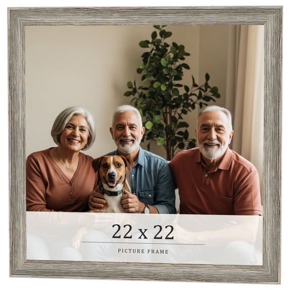 22x22 Frame Grey Solid Wood Picture Frame Width 1 Inches | Interior Frame Depth 0.5 Inches |