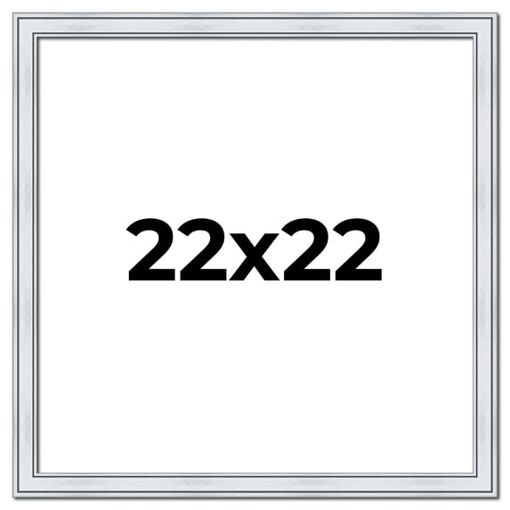 22x22 Frame Sterling Silver Solid Wood Picture Frame | 1.25 Inch Moulding Width | 0.75 Inch