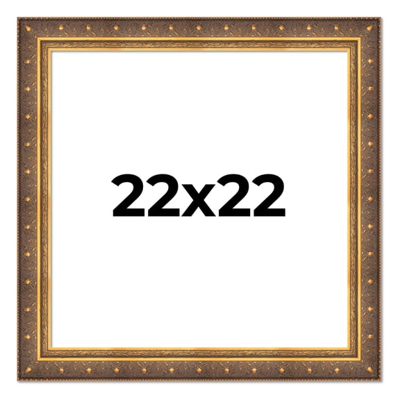 22x22 Frame Vintage Gold Solid Wood Picture Frame | 2.5 Inch Moulding Width | Ornate Bronze Museo