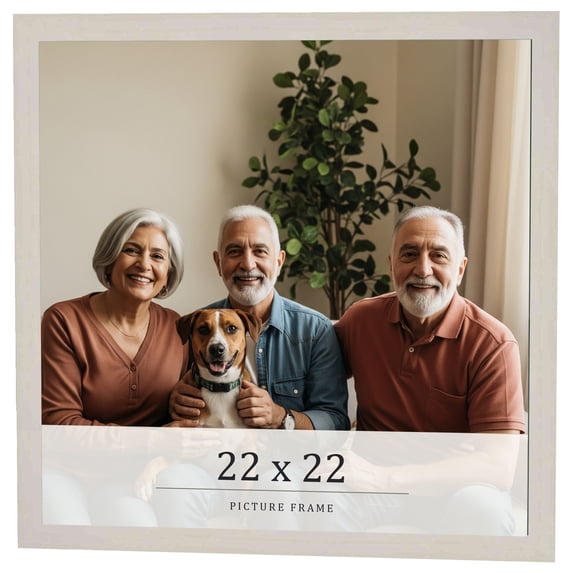 22x22 Frame White Wheat Solid Wood Picture Frame | Moulding Width 0.75 Inches | Interior Depth 0.5