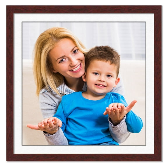 22x22 Frame with Mat - Brown 26x26 Frame Wood Made to Display Print or Poster Measuring 22 x 22