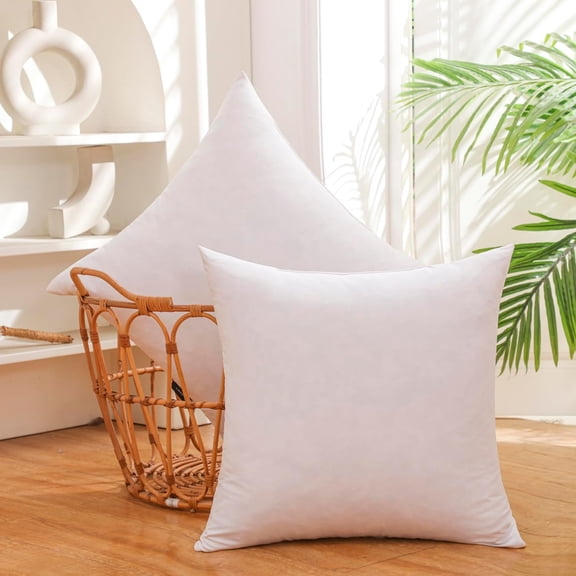 22x22 Inch Gold Goose Down and Feather Throw Pillow Inserts-2 Packs,White,Super Soft Cover,Double Layer Dwon Proof Design,High Filling Weight.