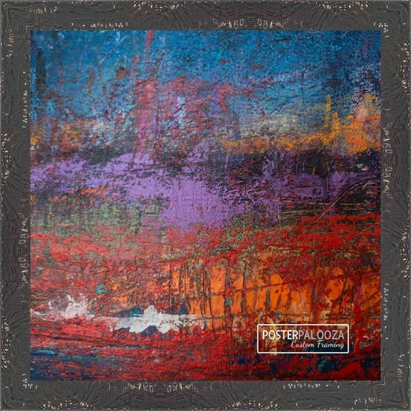 22x22 Shabby Chic Black Picture Frame - UV Acrylic, Foam Board Backing, Hanging Hardware