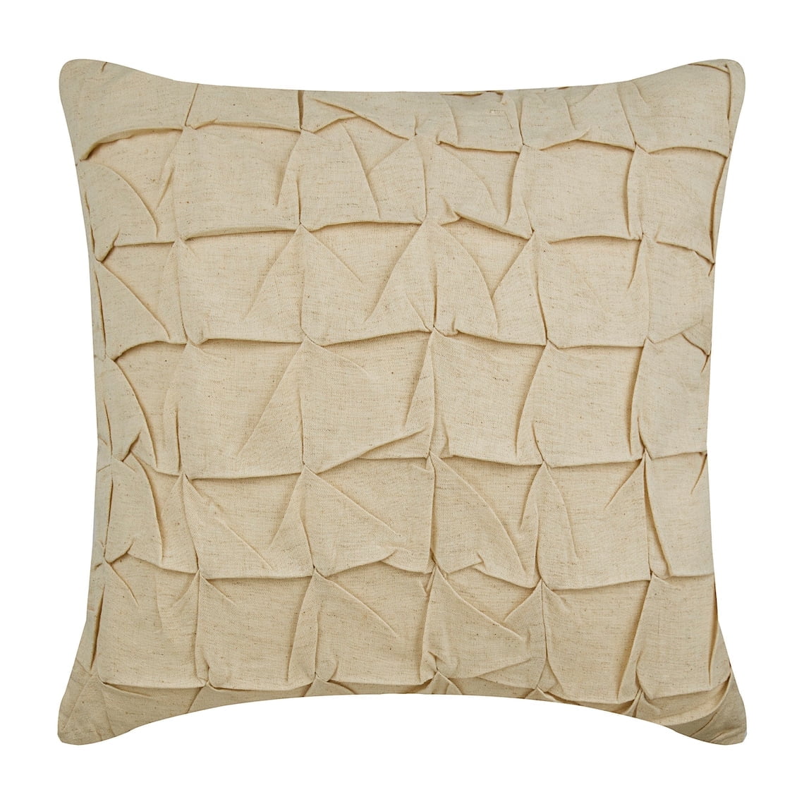 22x22 inch (55x55 cm) Cushion Cover, Ecru Pillow Cover, Knotted Pintucks Throw Pillow Cover, Cotton Linen Square Pillowcases, Checkered, Contemporary, Solid - I Heart Linen
