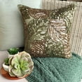 thumbnail image 1 of 22x22 inch (55x55 cm) Pillow Cover, Olive Green Throw Pillow Cover, Sequins Beaded Antique Botanical Pillow Cover, Art Silk Square Pillow case, Tropical - Green Camouflage, 1 of 9