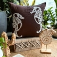 thumbnail image 1 of 22x22 inch (55x55 cm) Throw Pillow Cover, Brown Accent Pillow, Beaded Sea Horse Ocean Beach Theme Throw Pillow Cover, Art Silk Decorative Pillow Cover, Floral, Sea - Ivory Sea Horse, 1 of 10