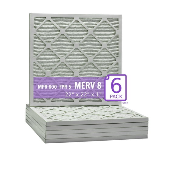 22x22x1, Purolator DMK80 Extended Surface Pleated Air Filter, Mechanical MERV 8, (6 Pack)