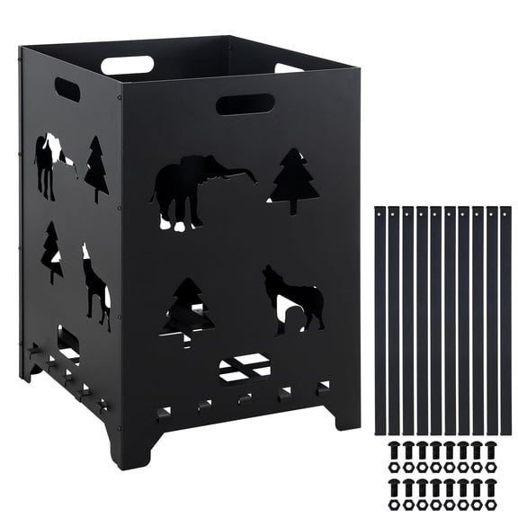 22x22x30.3 Inch Carbon Steel Burn Barrel Incinerator Cage with 4 Handles for Yard Waste, Leaves, Paper & Debris Cleanup, Heavy Duty Outdoor Fire Pit Drum