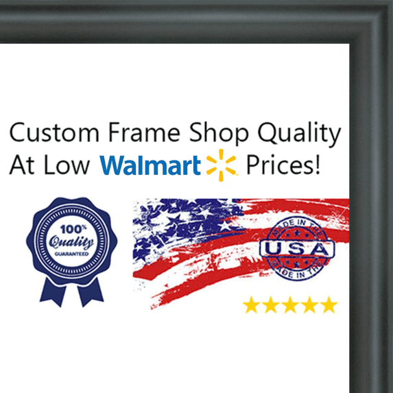 22x24 - 22 x 24 Rounded Black Solid Wood Frame with UV Framer's Acrylic & Foam Board Backing - Great For a Photo, P