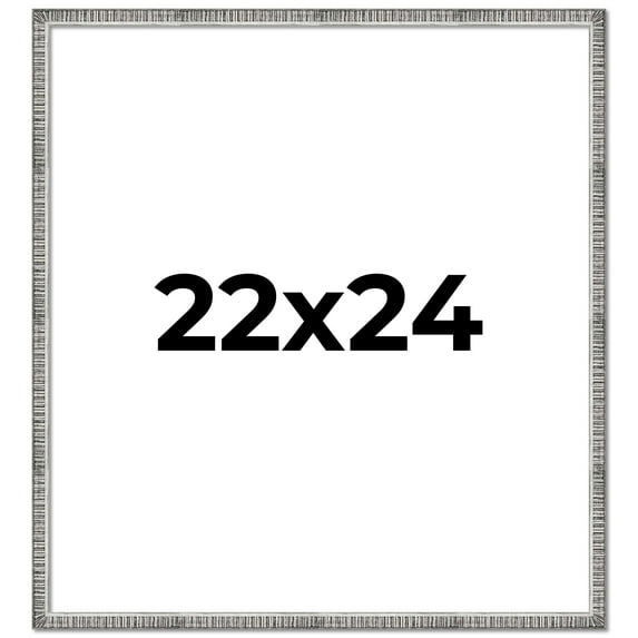 22x24 Frame Silver Grey Distressed Solid Wood Picture Frame | 0.75 Inch Moulding Width | Interior