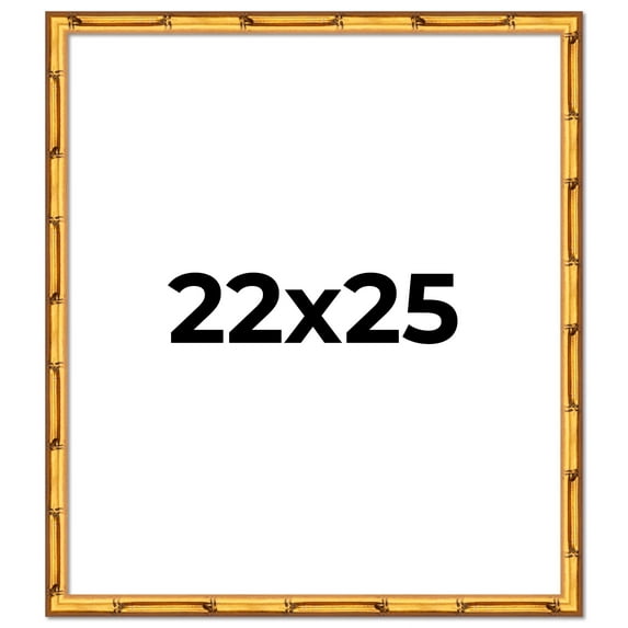 22x25 Frame Gold Bamboo Solid Wood Picture Frame | 1 Inch Moulding Width | Interior Frame Depth