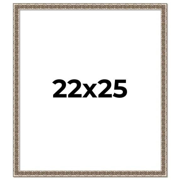 22x25 Frame Silver Versailles Ornate Solid Wood Picture Frame | 1 Inch Moulding Width | Interior