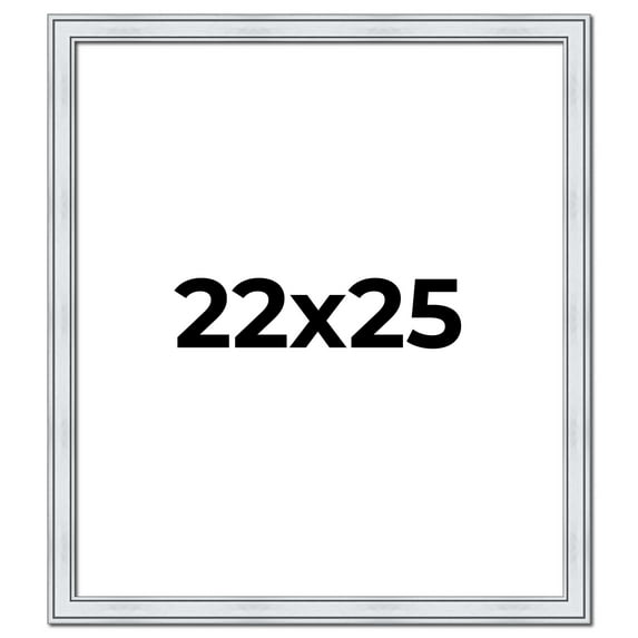 22x25 Frame Sterling Silver Solid Wood Picture Frame | 1.25 Inch Moulding Width | 0.75 Inch