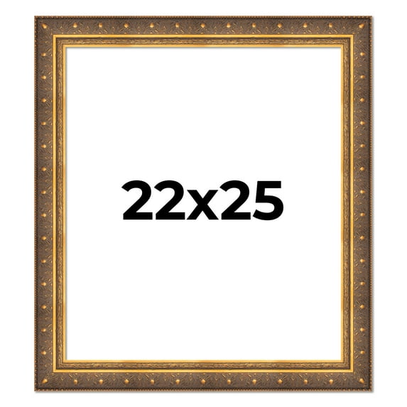 22x25 Frame Vintage Gold Solid Wood Picture Frame | 2.5 Inch Moulding Width | Ornate Bronze Museo