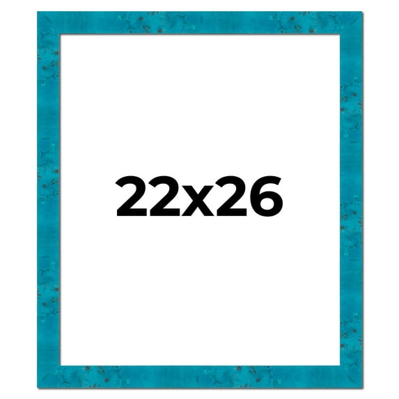 22x26 Frame Blue Teal Burl Wood Picture Frame | 1.75 Inch Moulding Width | Interior Frame Depth 0.5