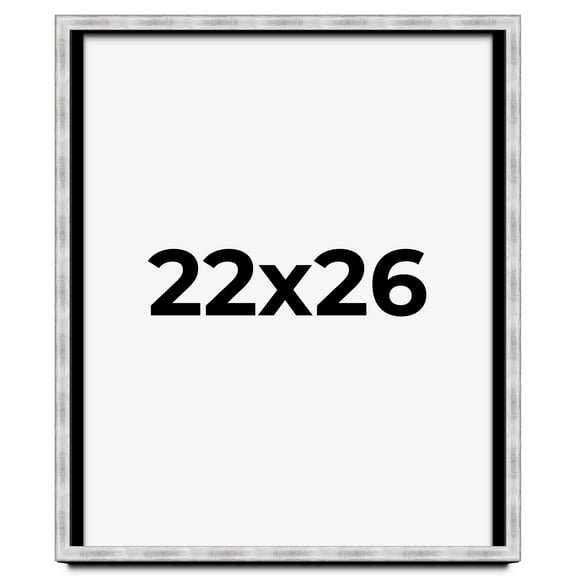 22x26 Frame Brushed Silver Solid Wood Picture Frame | 0.75 Inch Moulding Width | Rabbet Depth 0.75