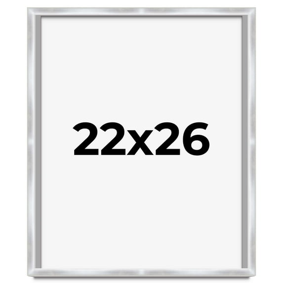22x26 Frame Silver Whitewashed Wood Grain Solid Wood Shadow Box | 0.75 Inch Moulding Width | 0.75