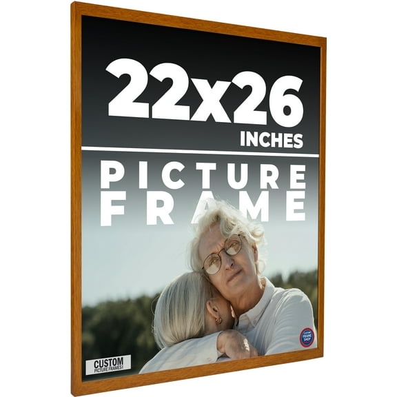 22x26 Honey Brown Real Wood Picture Frame Width 0.75 inches | Interior Frame Depth 0.5 inches |