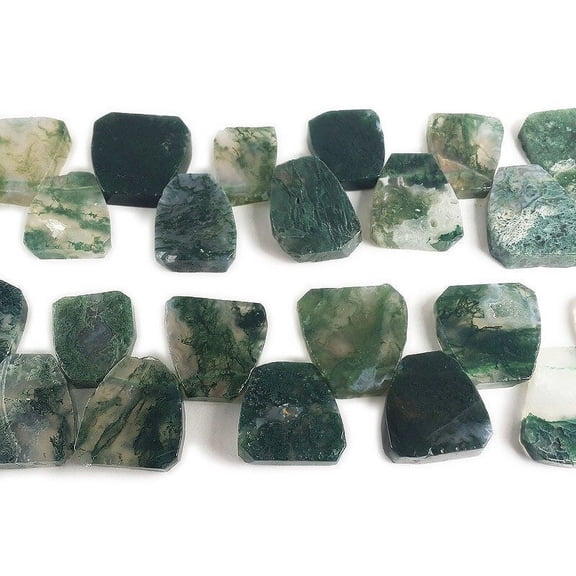 22x26mm Green Moss Opal Free Form Trapezoid Beads Genuine Gemstone Natural Jewelry Making