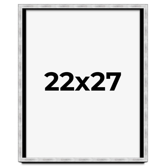 22x27 Frame Brushed Silver Solid Wood Picture Frame | 0.75 Inch Moulding Width | Rabbet Depth 0.75