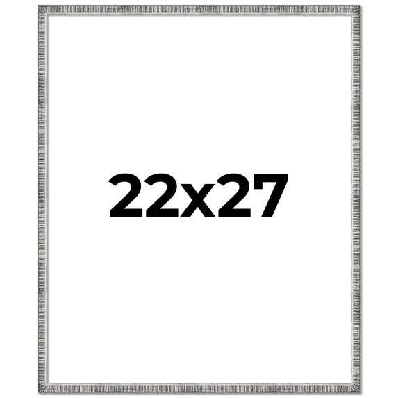 22x27 Frame Silver Grey Distressed Solid Wood Picture Frame | 0.75 Inch Moulding Width | Interior