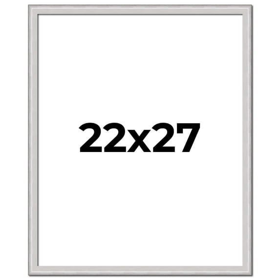 22x27 Frame Silver Inner Slope Bevel Picture Frame | 1 Inch Moulding Width | 0.75 Inch Rabbet Depth