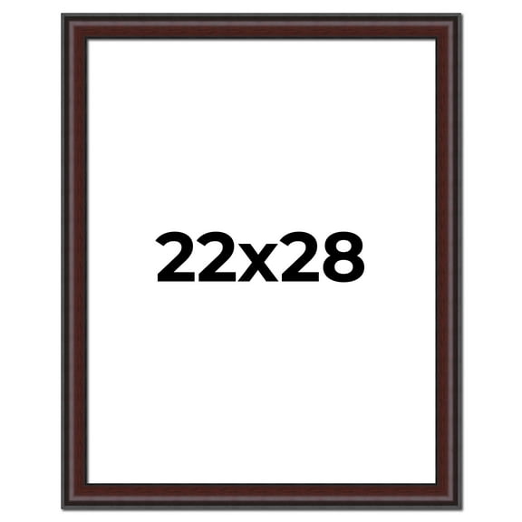 22x28 Frame Brown Round Mahogany Solid Wood Picture Frame | 1.625 Inch Moulding Width | with UV