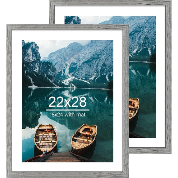 22x28 Frame Set of 2, Rustic Grey Wood Style - Display 18x24 Picture ...