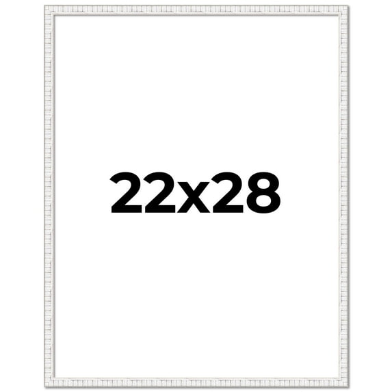 22x28 Frame White Scuffed Rustic Solid Wood Picture Frame | 0.75 Inch Moulding Width| Includes UV