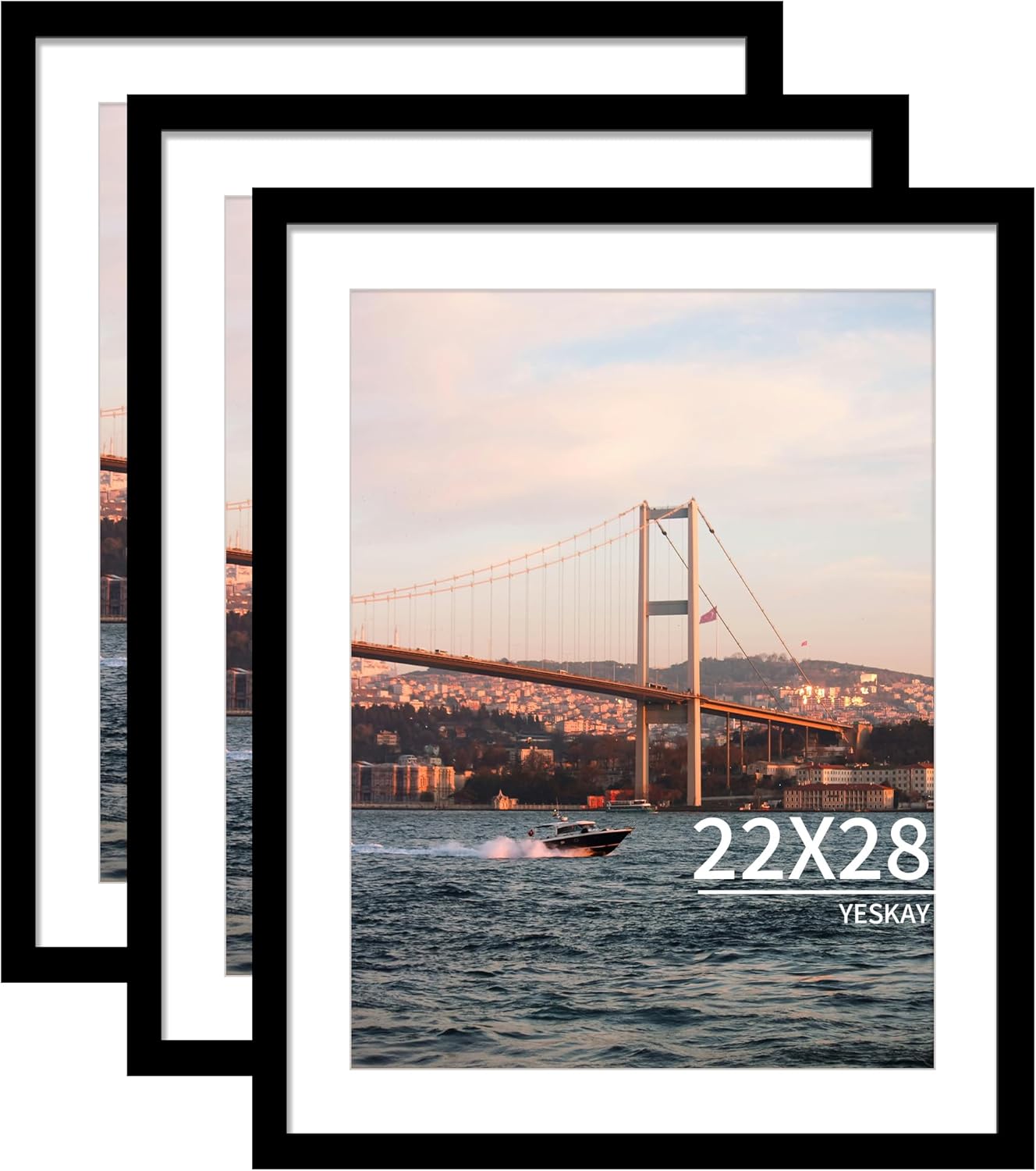 Picrit 18x24 Black Poster Frame 7 Pack - Includes Mat For 16x20, Ready To Hang, Wall Gallery Set - View #10