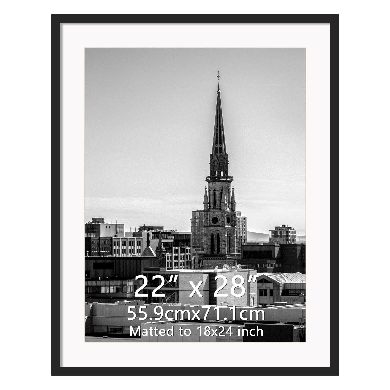 22x28 White Frame without Mat, 18x24 Metal Poster Frame with Mat for Wall Mounted