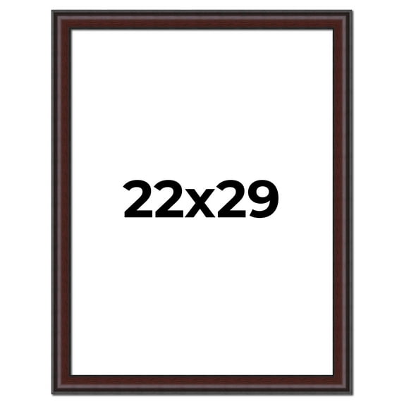 22x29 Frame Brown Round Mahogany Solid Wood Picture Frame | 1.625 Inch Moulding Width | with UV