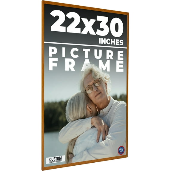 22x30 - 22 x 30 Honey Pecan Flat Solid Wood Frame with UV Framer's Acrylic & Foam Board Backing -