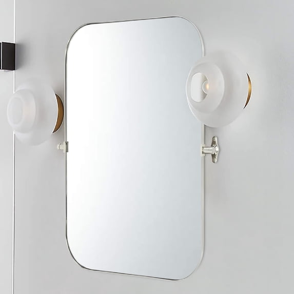 TEHOME Brushed Nickel Bathroom Mirror, 22x30 inches, Metal framedd Pivoting Rectangle