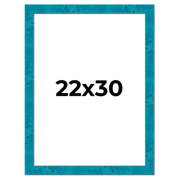 22x30 Frame Blue Teal Burl Wood Picture Frame | 1.75 Inch Moulding Width | Interior Frame Depth 0.5