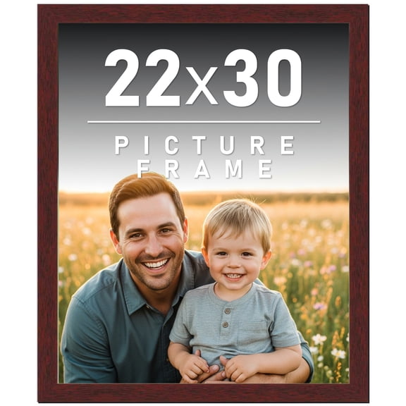 22x30 Frame Brown Mahogany Picture Frame - Solid Wood Frame Kit Includes UV Acrylic Plexiglass,